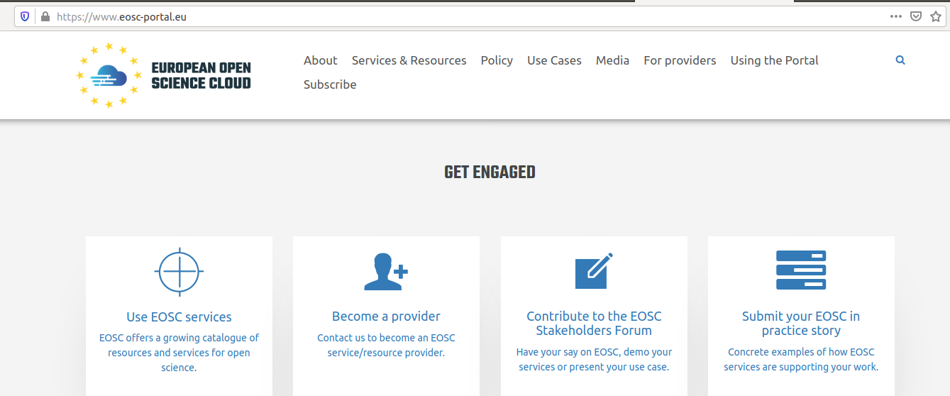 EOSC portal screenshot
